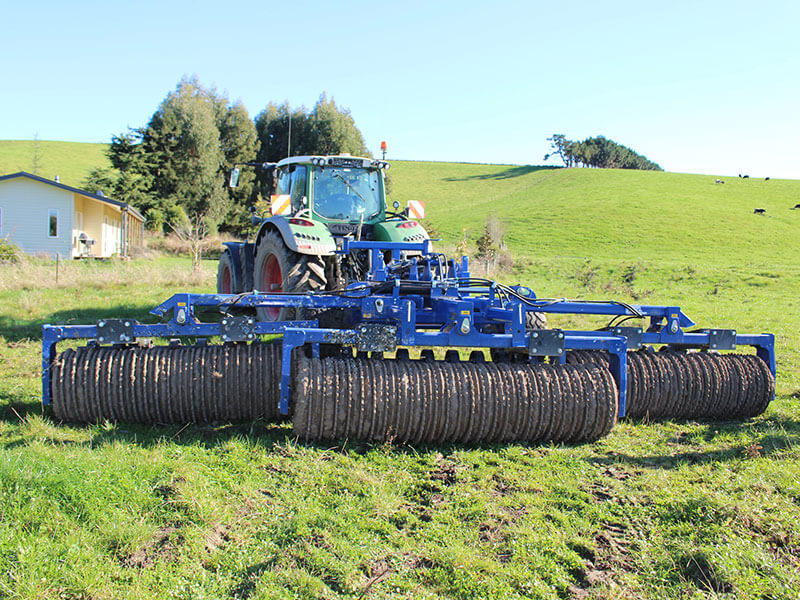 Walter Watson Rollers being towed by tractor. Available from NC Equipment, North Canterbury New Zealand.